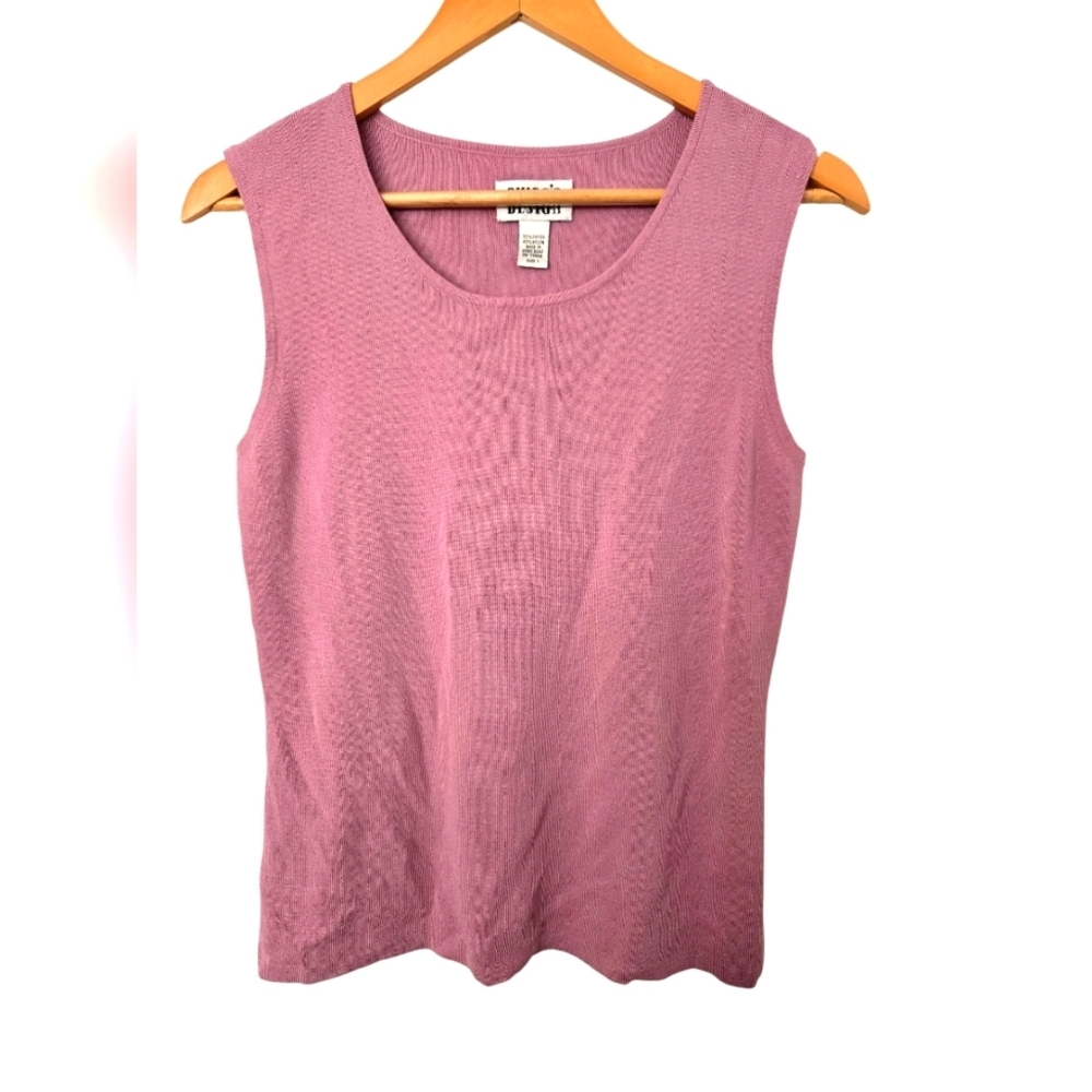 Chicos Design Pink Ribbed Tank Size 1 EUC